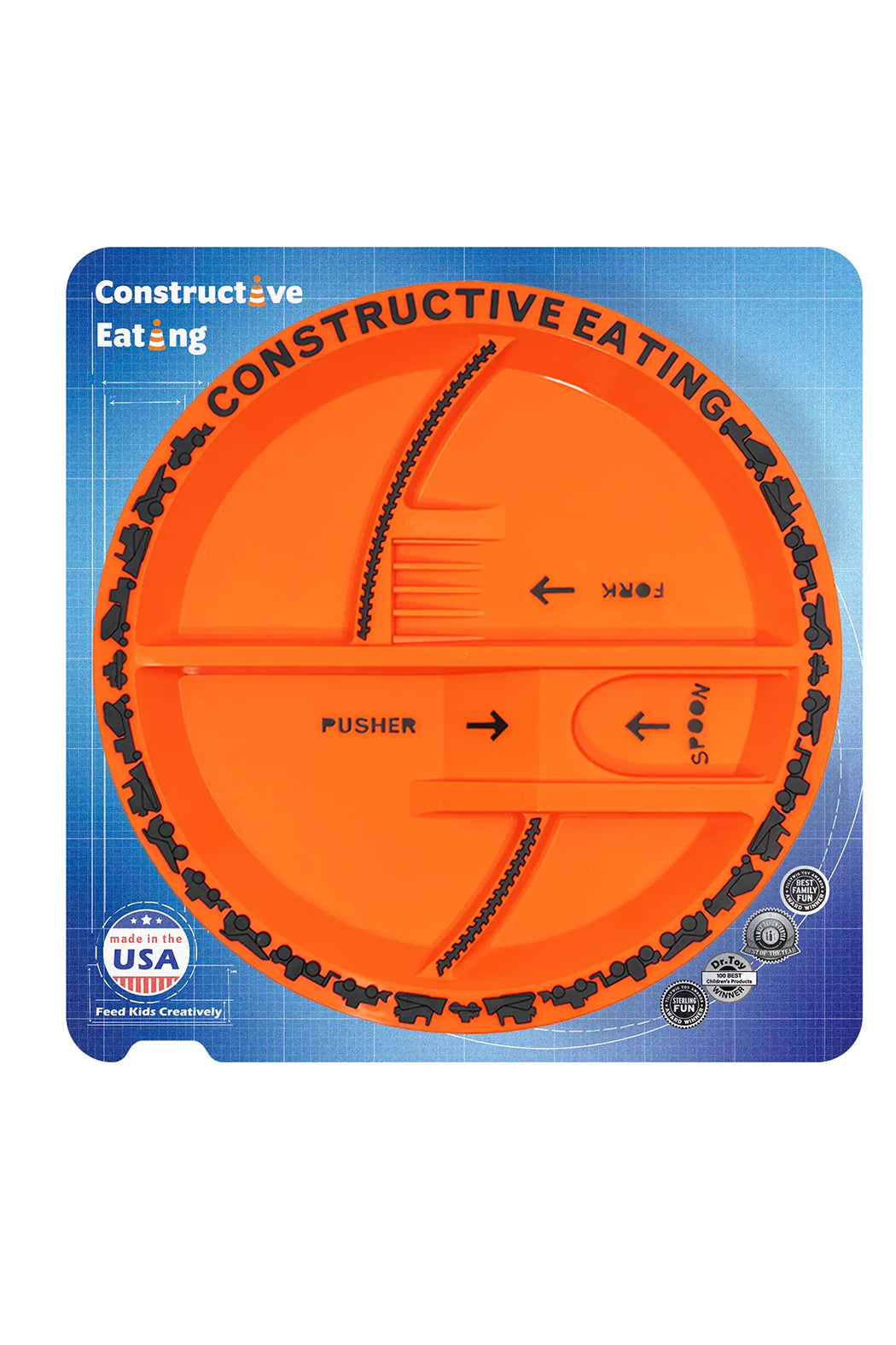 Contructive Eating Construction Plate - Orange