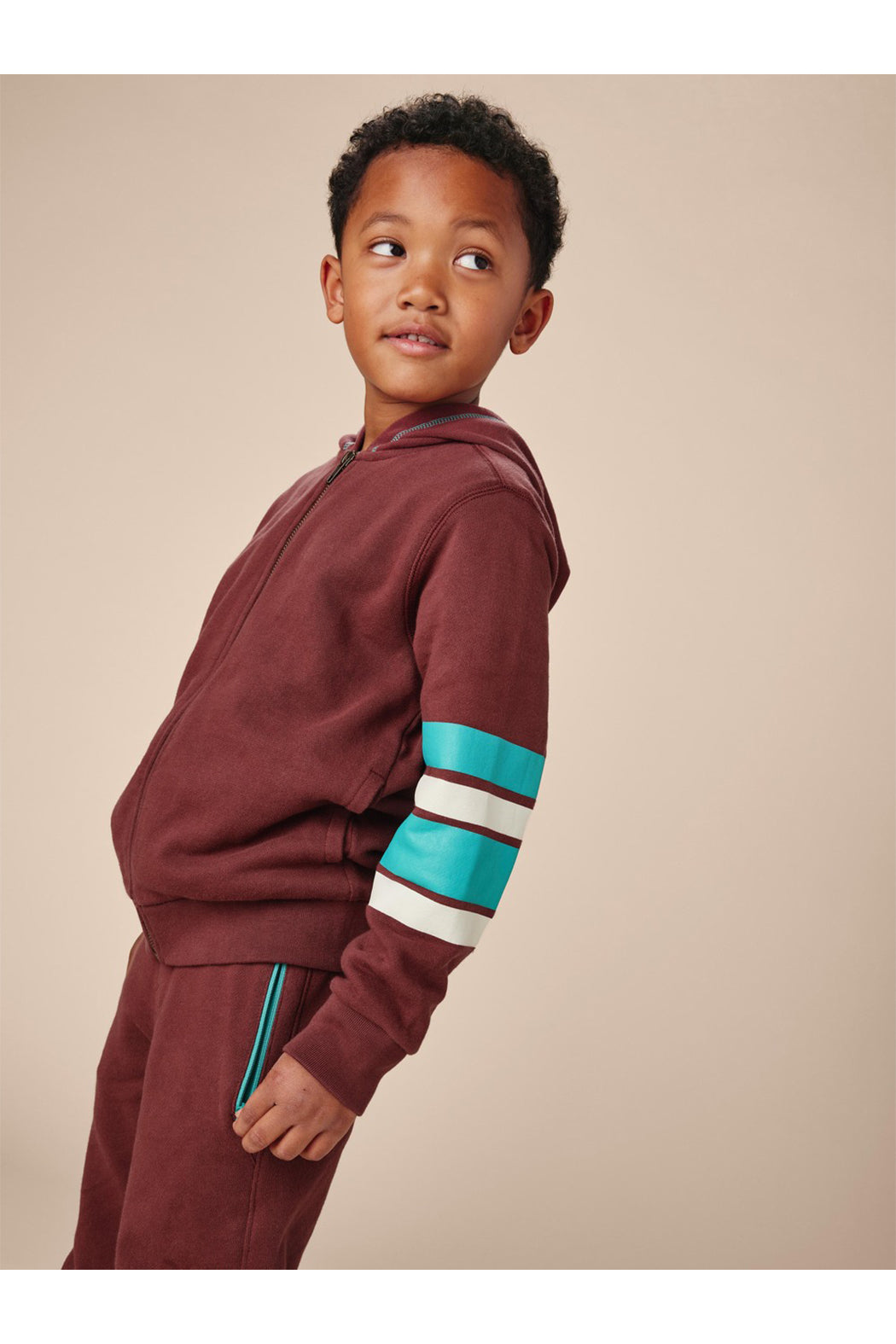 Tea Collection Elbow Stripe Hoodie - Sangria