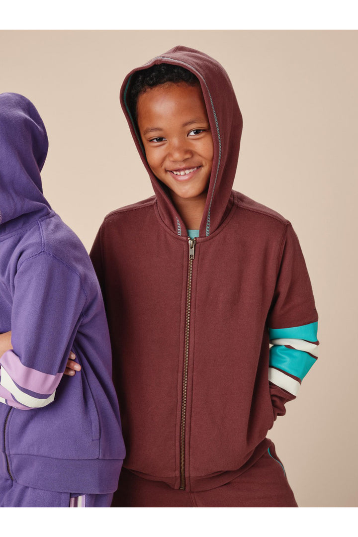 Tea Collection Elbow Stripe Hoodie - Sangria