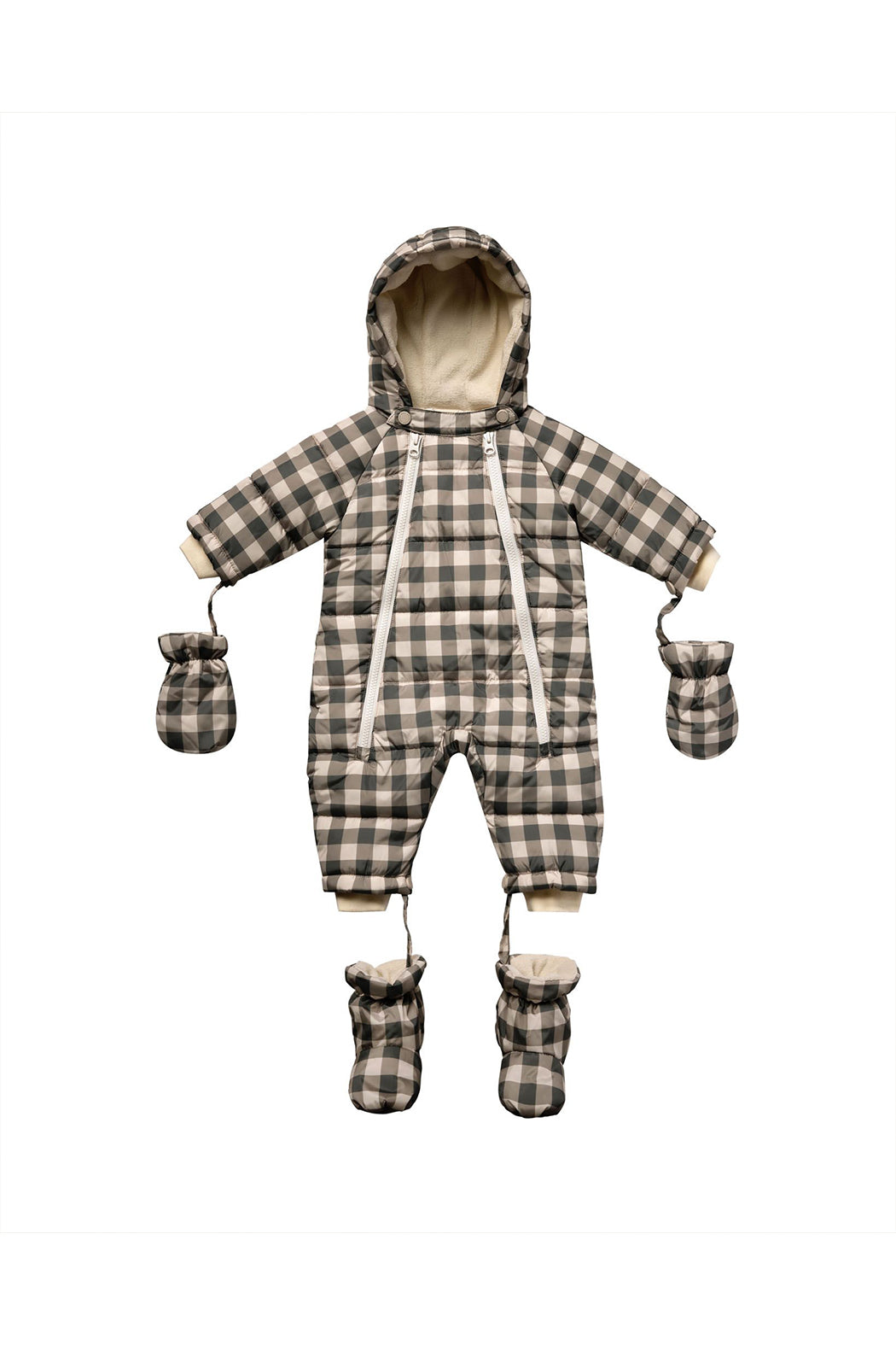 Rylee + Cru Snow Puffer Suit - Charcoal Check