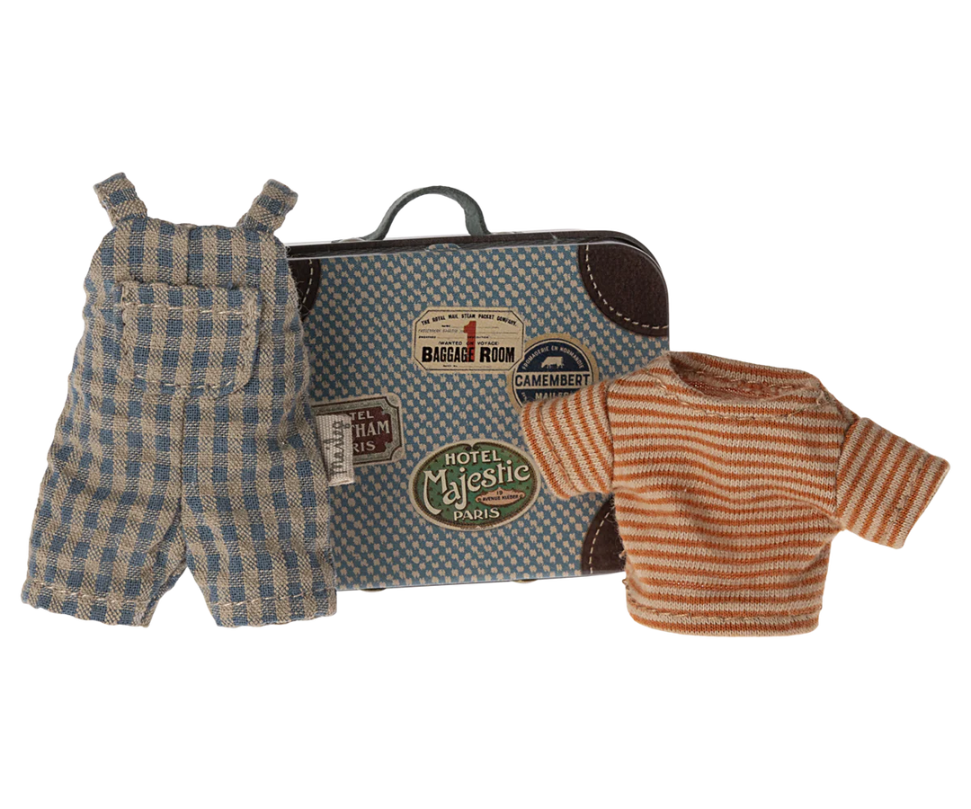 Maileg Overalls And shirt In Suitcase - Big Brother Mouse