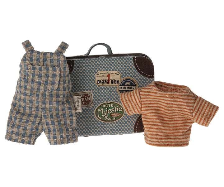 Maileg Overalls And shirt In Suitcase - Big Brother Mouse