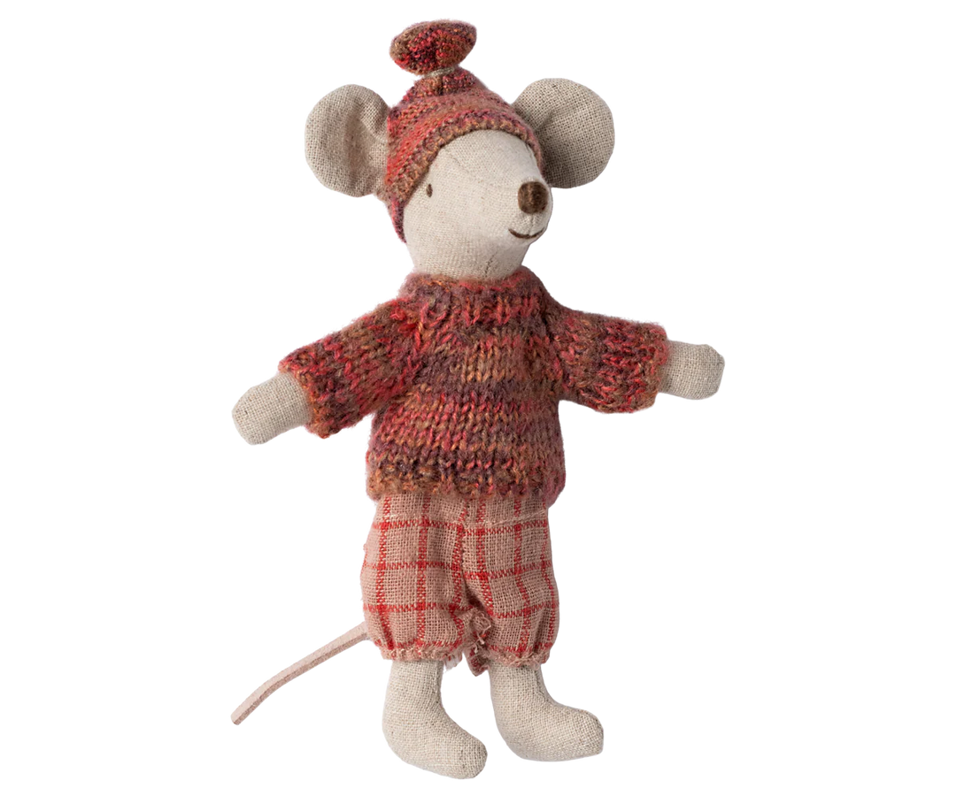 Maileg Winter Mouse With Ski Set Big Sister - Rose