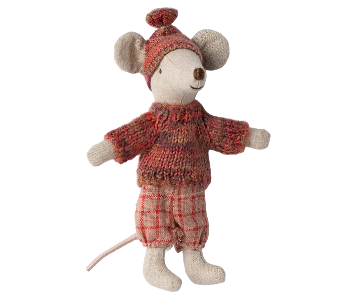 Maileg Winter Mouse With Ski Set Big Sister - Rose