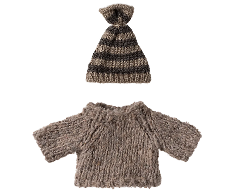 Maileg Knitted Sweater And Hat - Big Brother Mouse