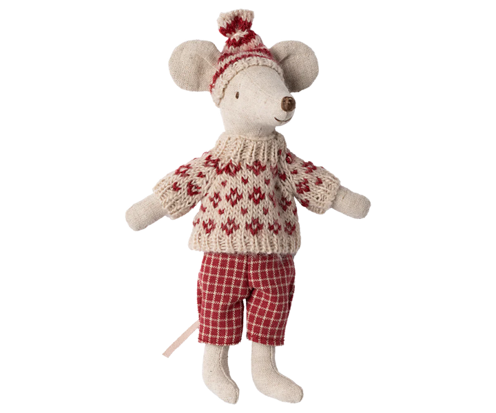 Maileg Winter Mouse With Ski Set Mum -Red