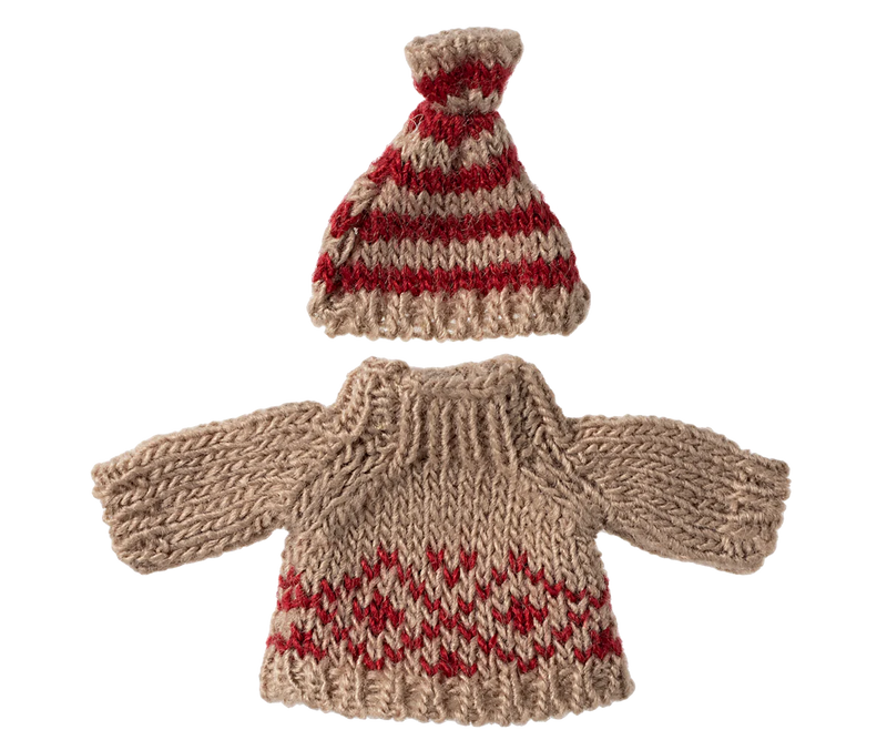 Maileg Knitted Sweater And Hat - Mum Mouse