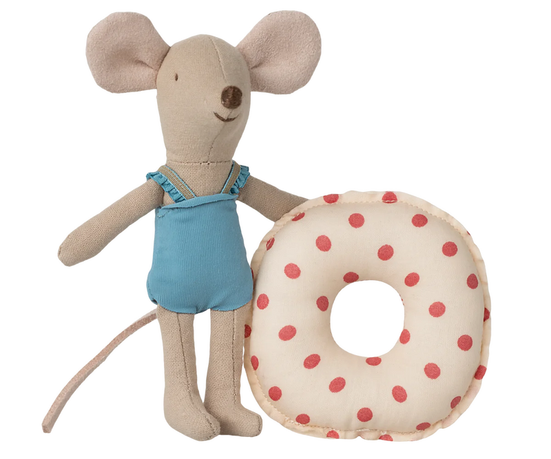 Maileg Beach Mouse With Float - Little Sister Red Dot