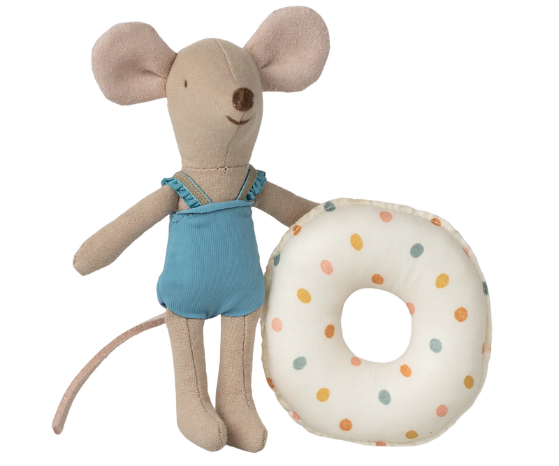 Maileg Beach Mouse With Float - Little Sister Multi Dot