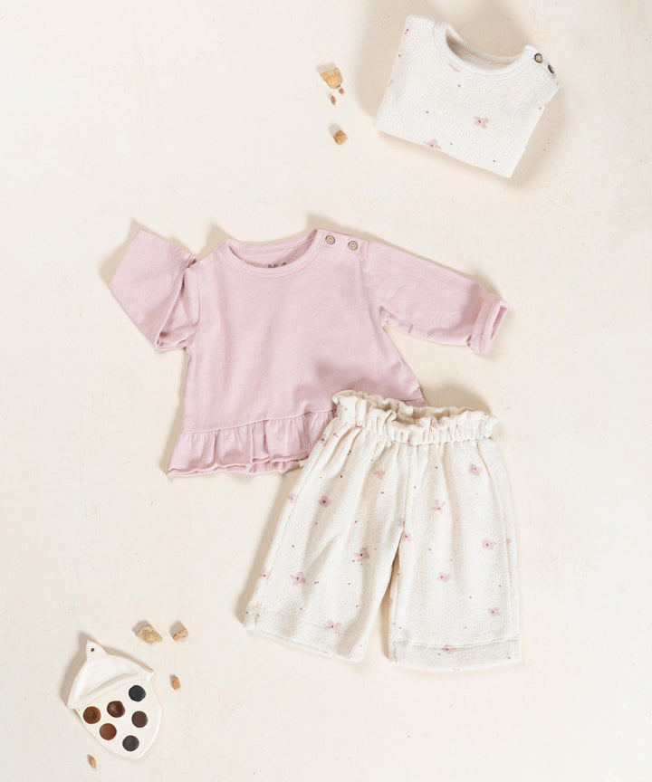 Play Up Wide Leg Floral Sweatpants - Off White