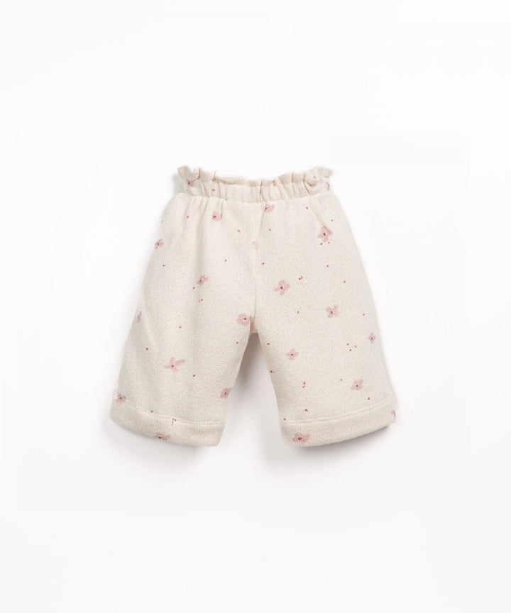 Play Up Wide Leg Floral Sweatpants - Off White