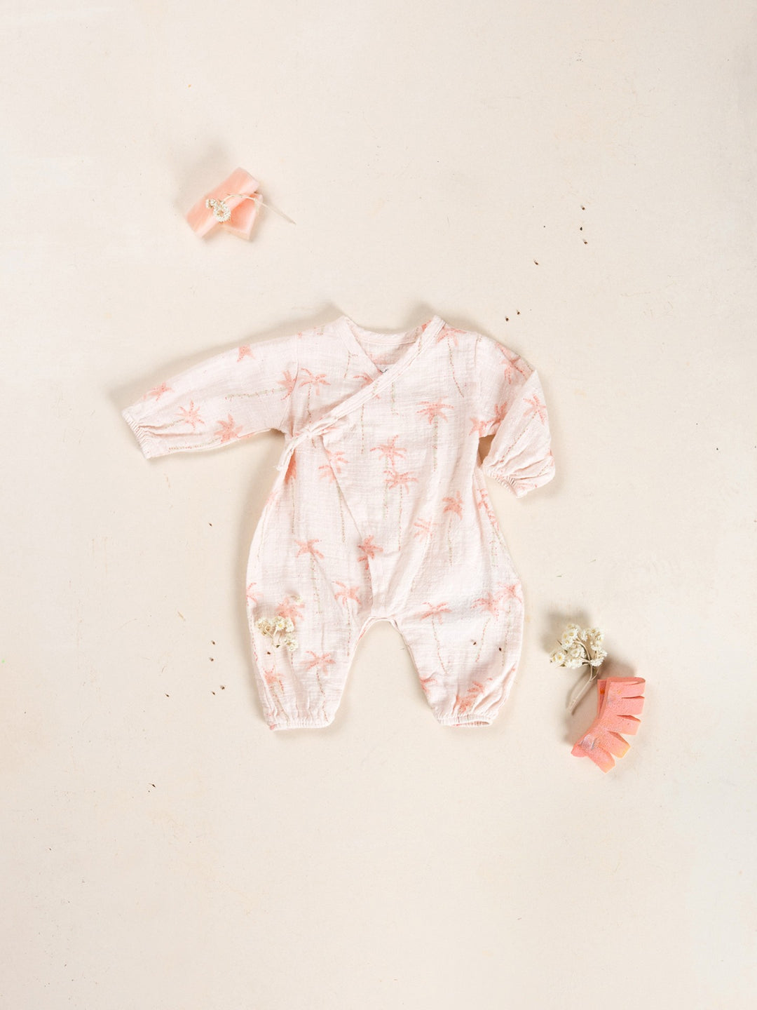 Play Up Printed Jumpsuit - Pink Palm Tree