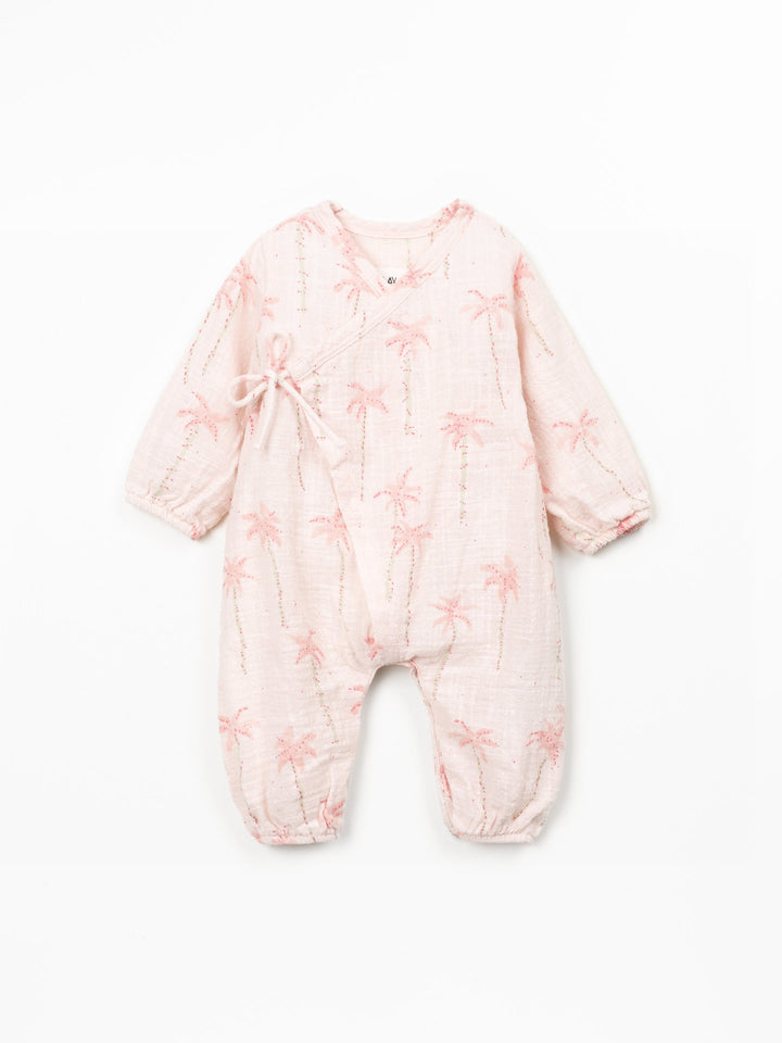 Play Up Printed Jumpsuit - Pink Palm Tree