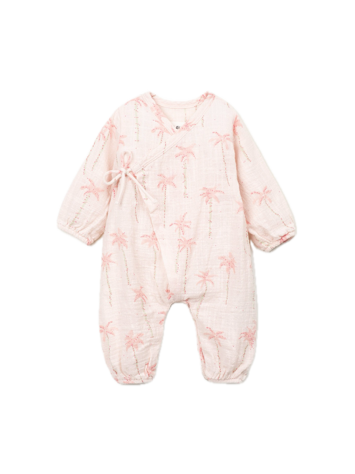Play Up Printed Jumpsuit - Pink Palm Tree