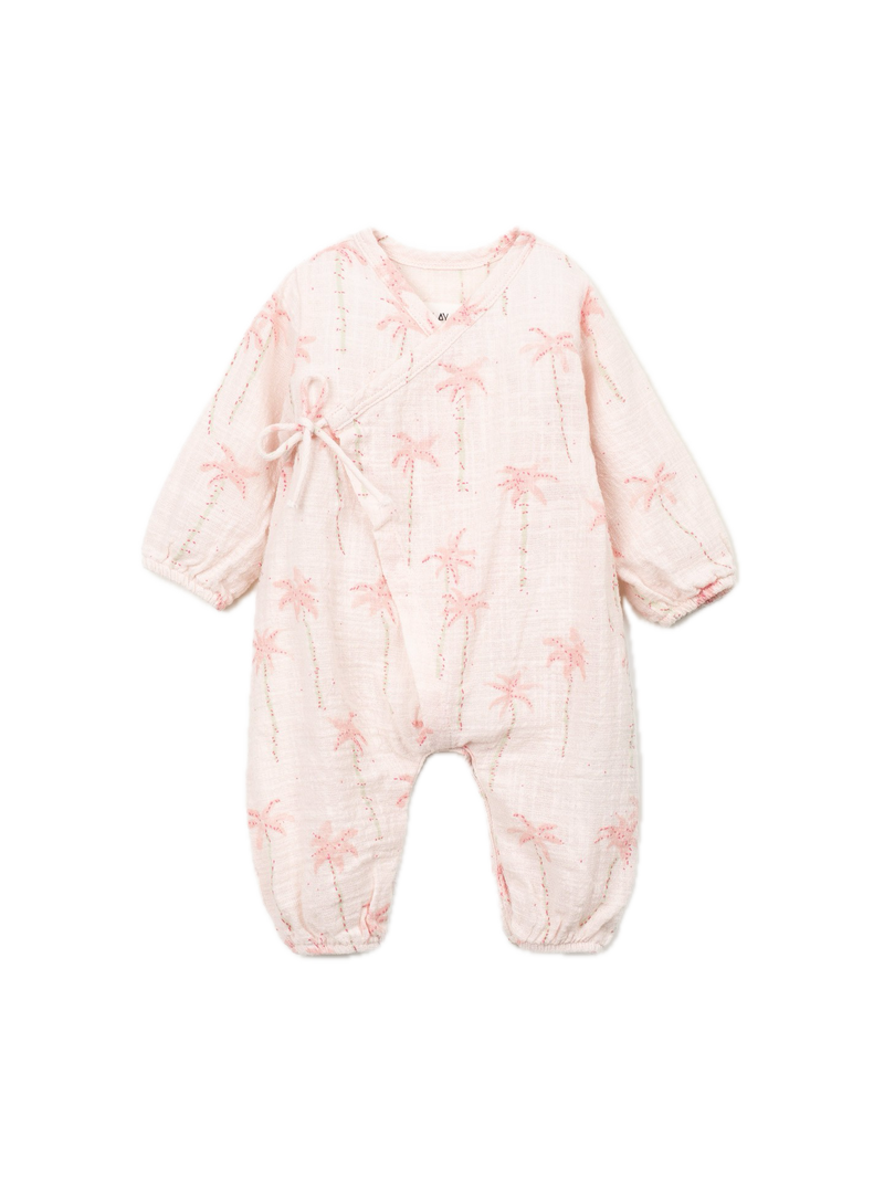 Play Up Printed Jumpsuit - Pink Palm Tree