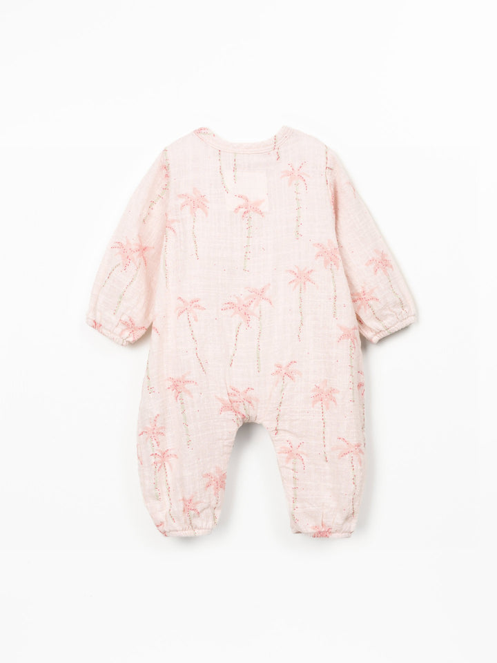 Play Up Printed Jumpsuit - Pink Palm Tree