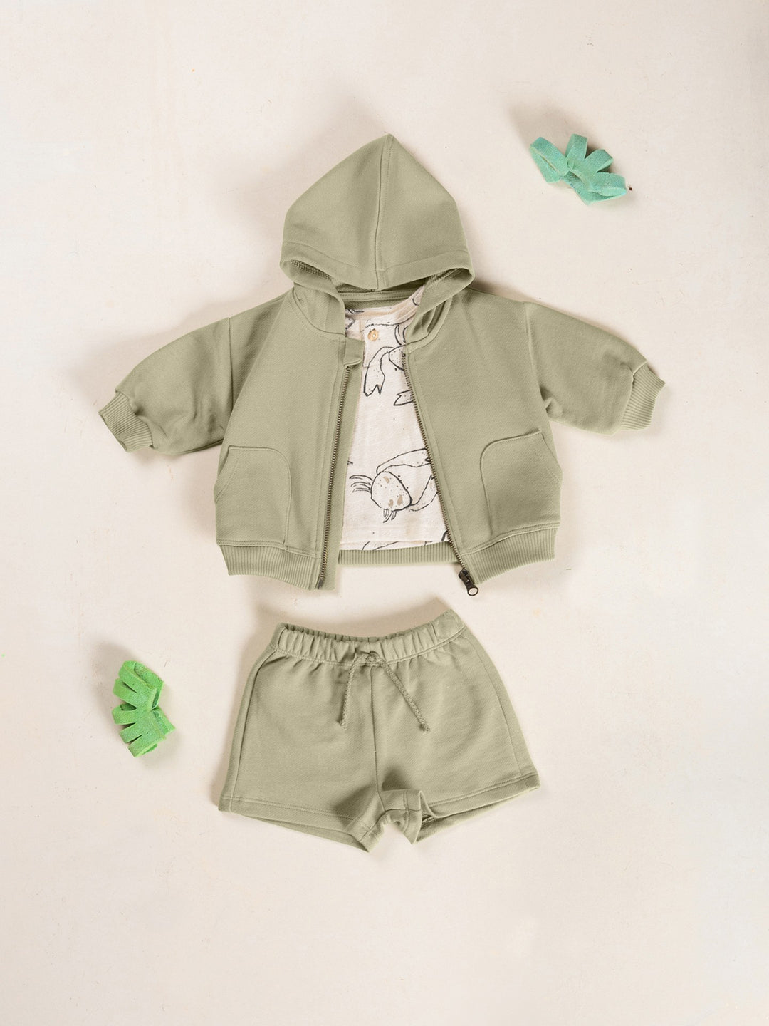 Play Up Fleece Hooded Jacket - Khaki Green