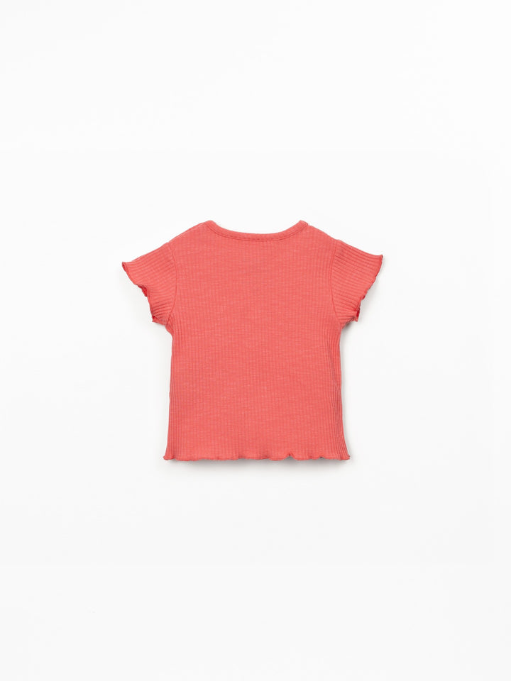 Play Up Flame Rib T-Shirt - Coral