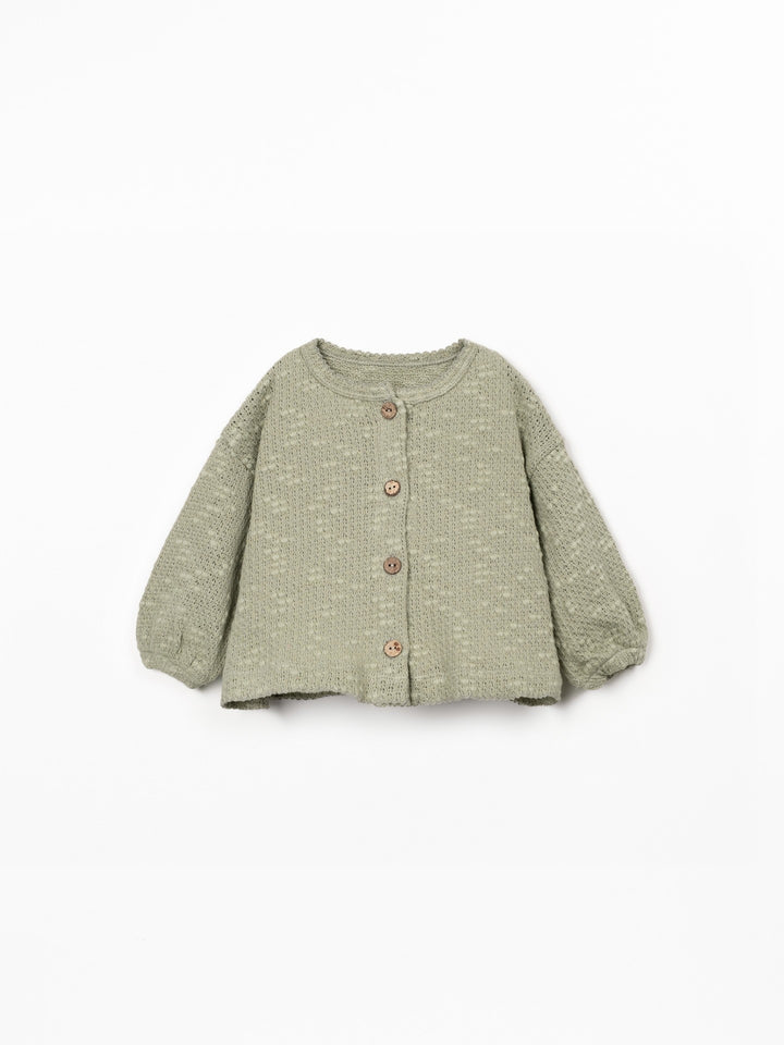 Play Up Knit Jacket With Coconut Buttons - Khaki Green