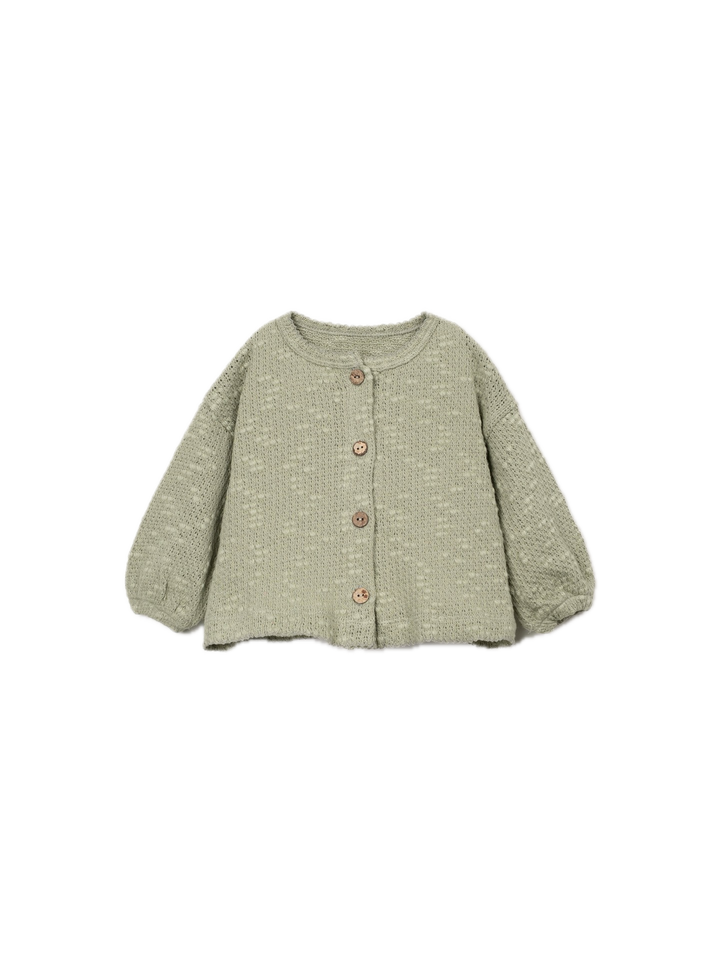 Play Up Knit Jacket With Coconut Buttons - Khaki Green