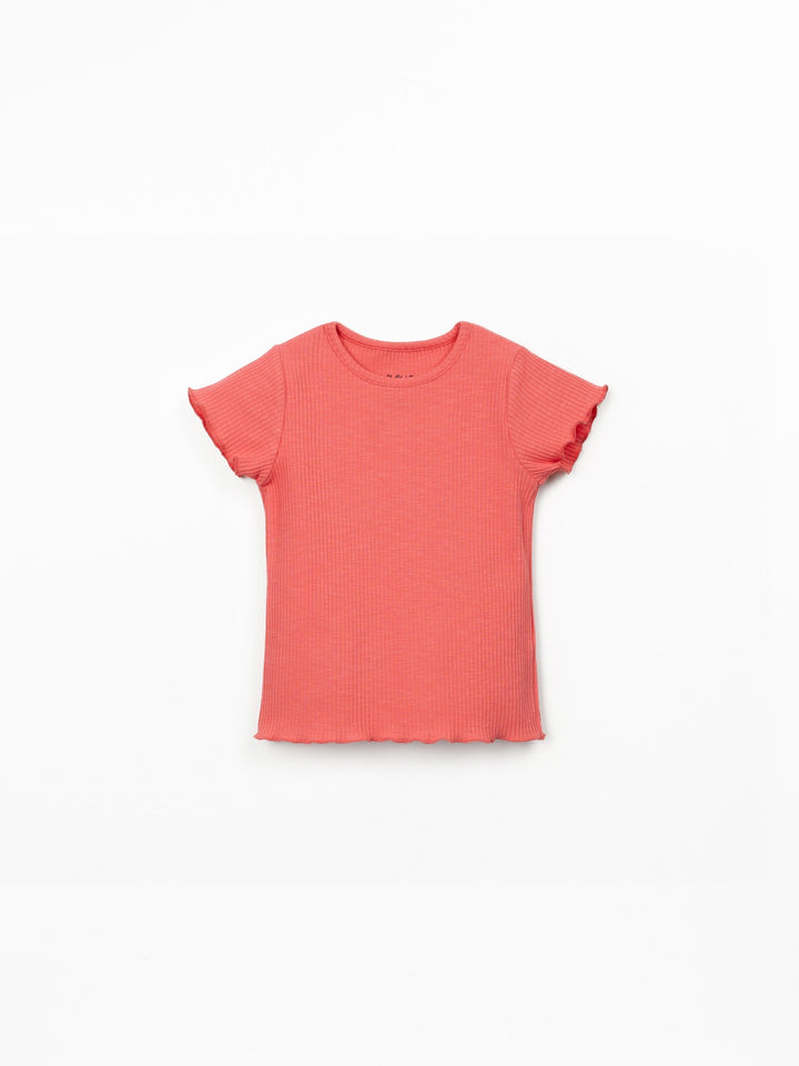 Play Up Ribbed Organic Cotton T-Shirt - Coral