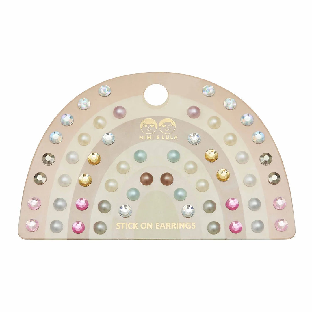 Mimi & Lula Pink Gem & Pearl Stick On Earrings