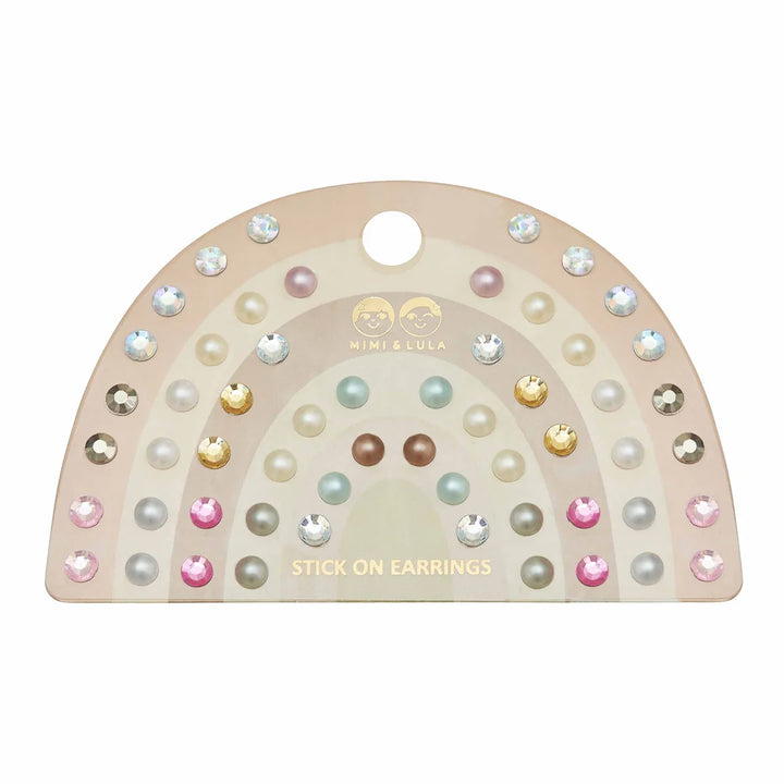Mimi & Lula Pink Gem & Pearl Stick On Earrings