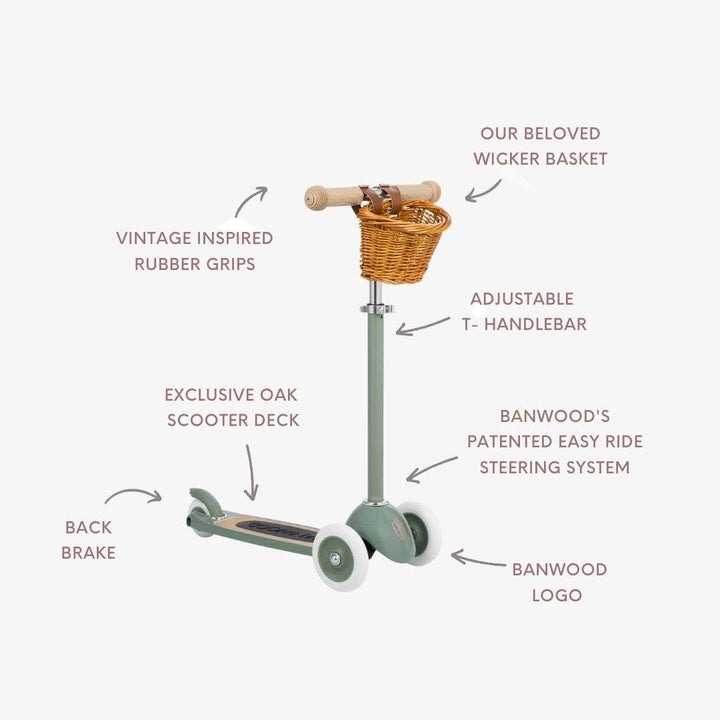 Banwood Vintage 3-Wheel Scooter - Forest