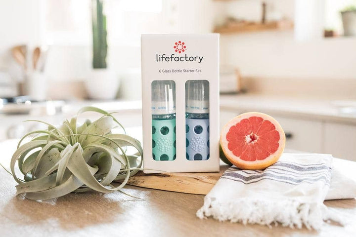 LifeFactory 6 Glass Bottle Baby Starter Kit