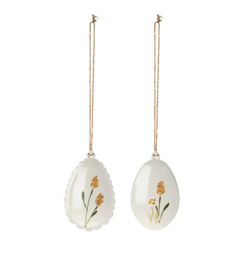 Maileg Yellow Flower Metal Egg Ornament
