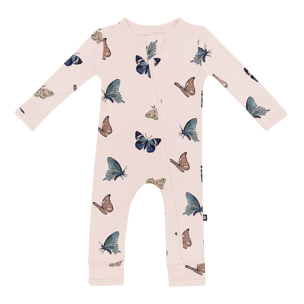 Kyte Baby Zippered Romper - Blush Butterfly