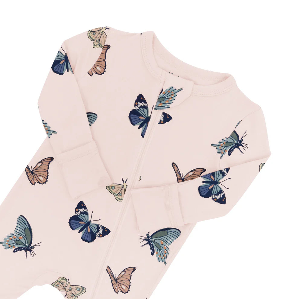 Kyte Baby Zippered Romper - Blush Butterfly