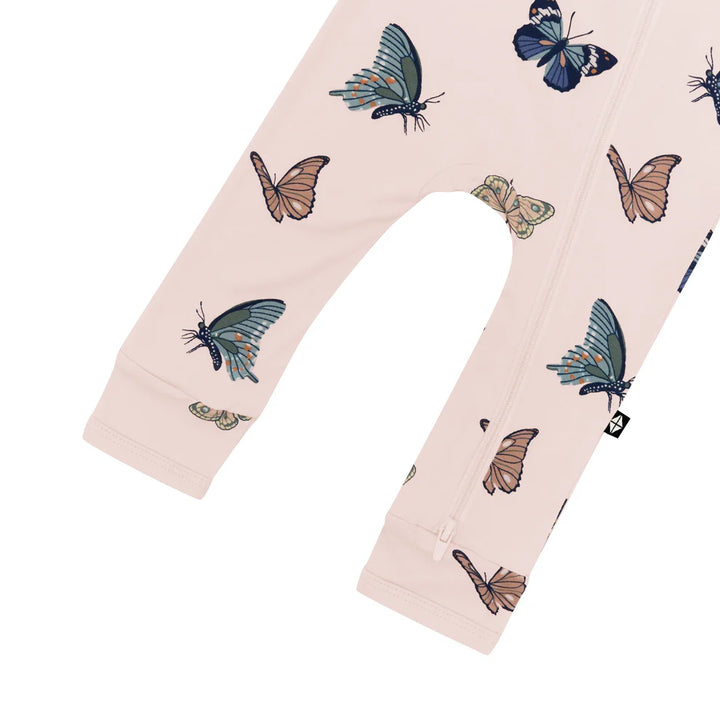 Kyte Baby Zippered Romper - Blush Butterfly