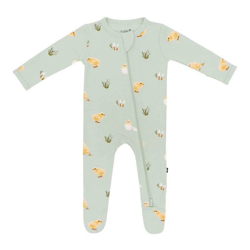 Kyte Baby Zippered Footie - Aloe Chick