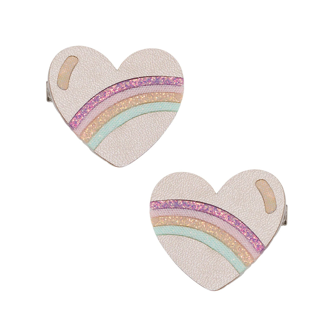 Mimi & Lula. Rainbow Stripe Heart Salon Clips