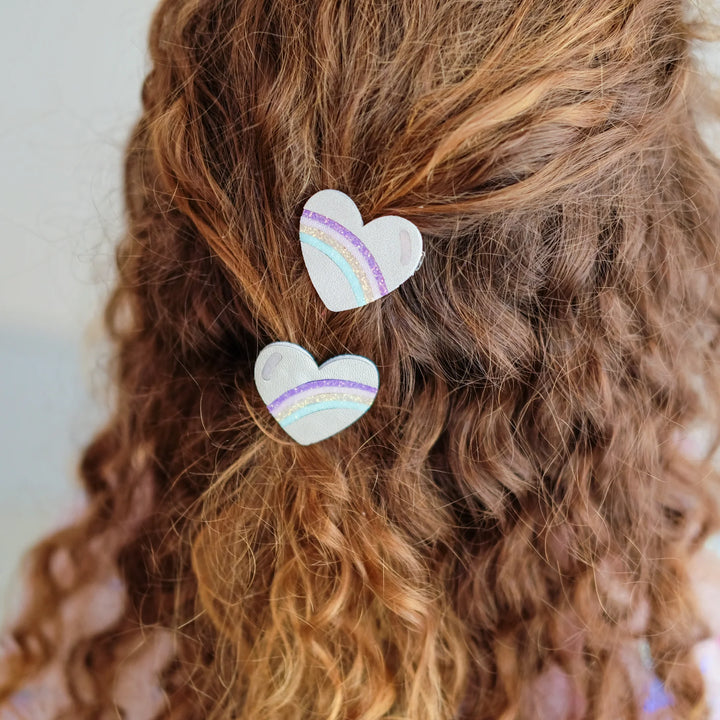 Mimi & Lula. Rainbow Stripe Heart Salon Clips