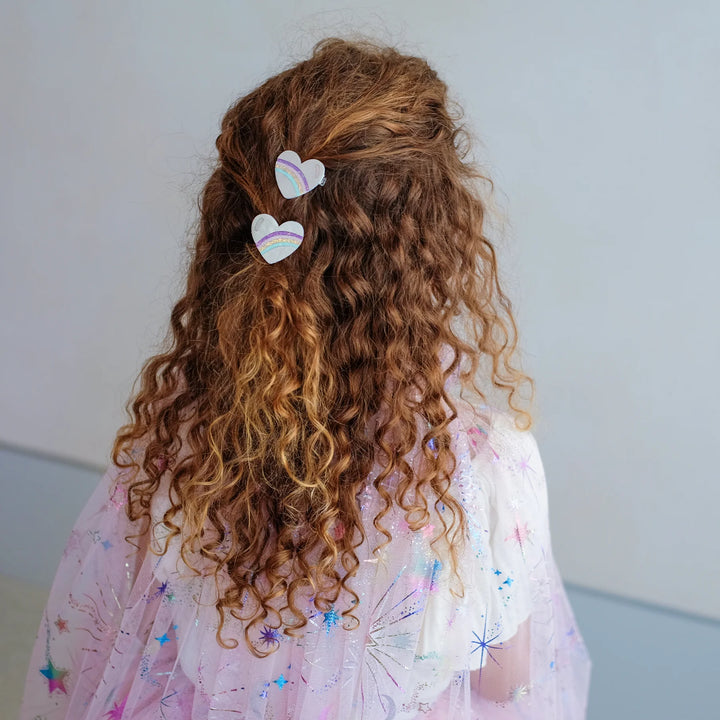 Mimi & Lula. Rainbow Stripe Heart Salon Clips