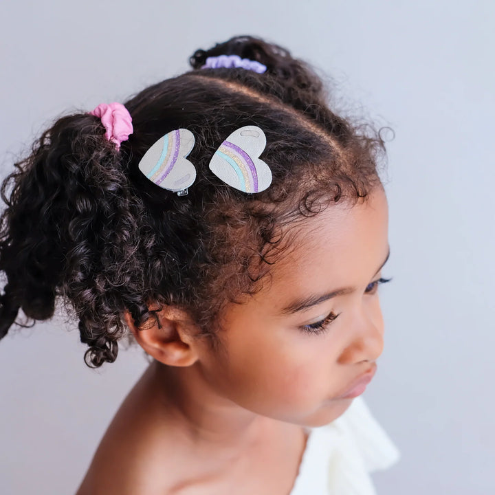 Mimi & Lula. Rainbow Stripe Heart Salon Clips
