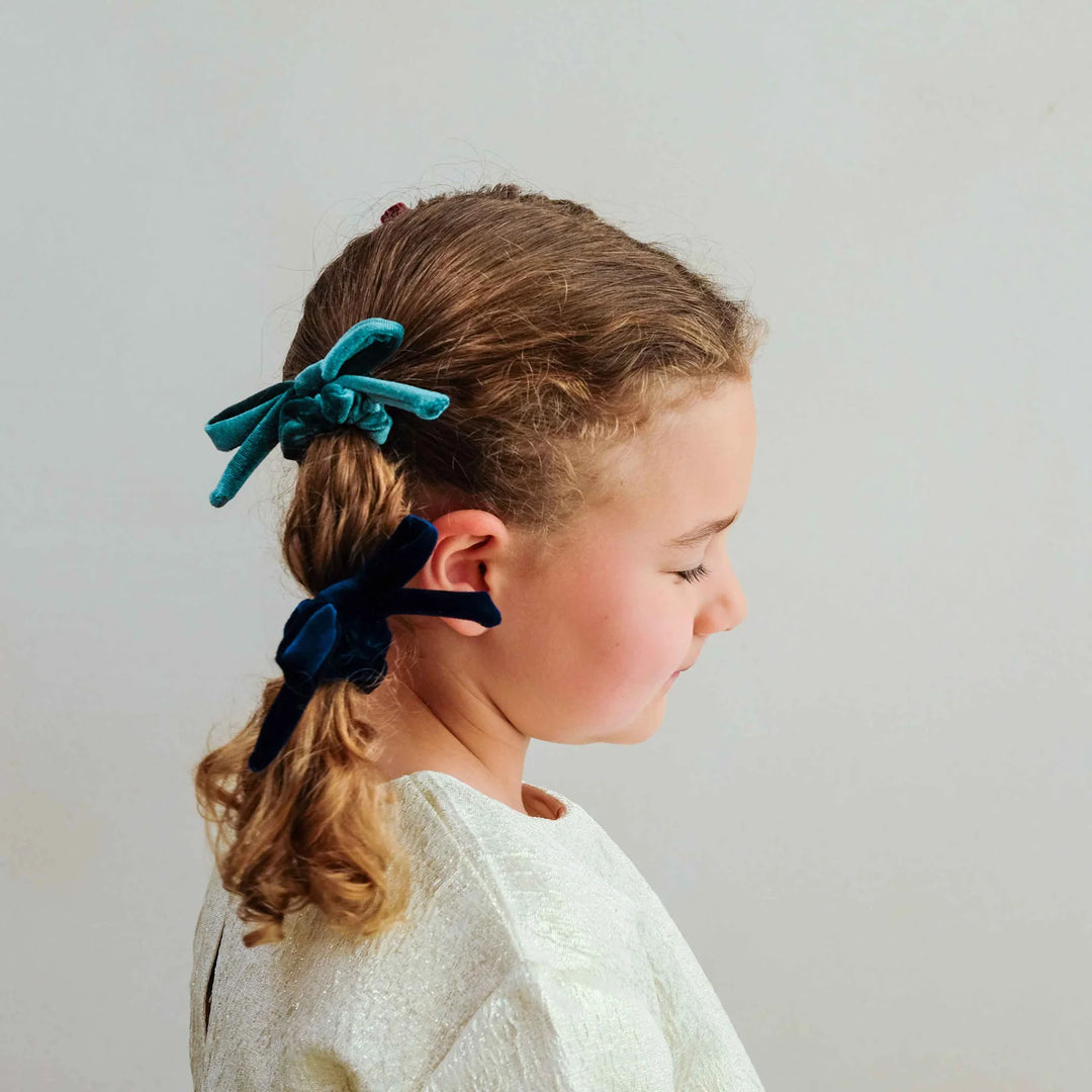 Mimi & Lula Blackberry Velvet Bow Scrunchies