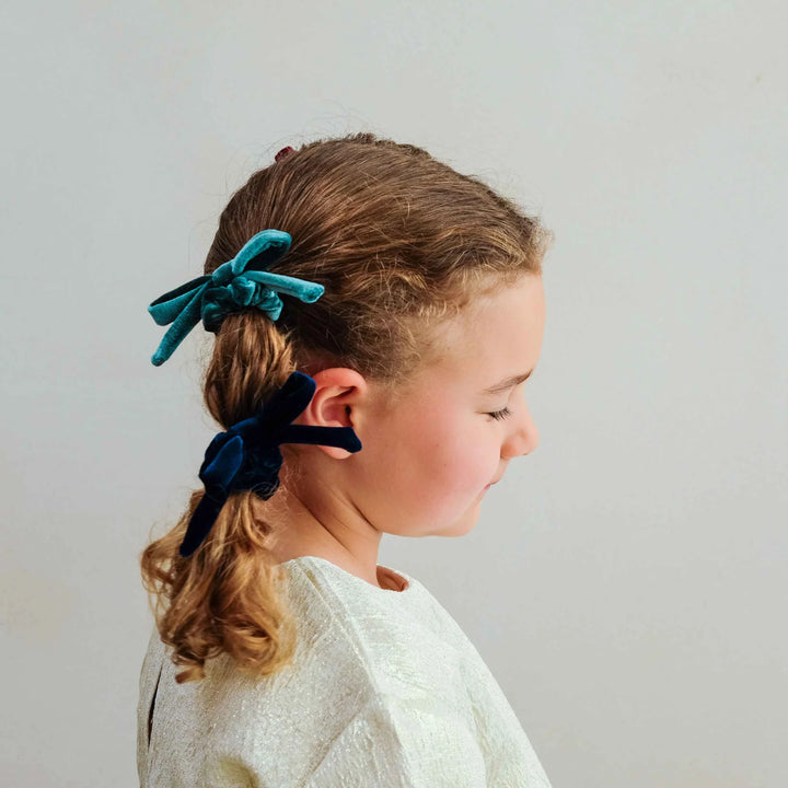 Mimi & Lula Blackberry Velvet Bow Scrunchies