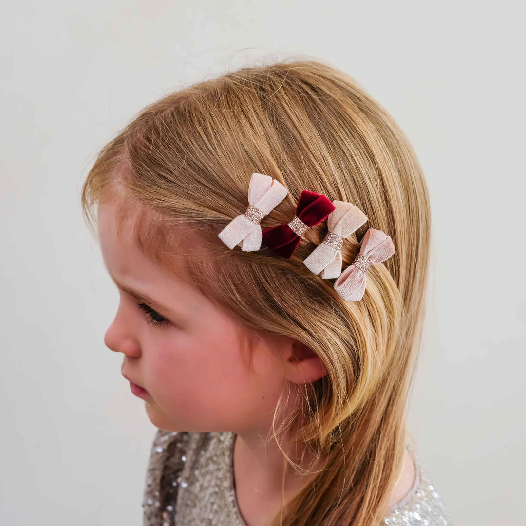 Mimi & Lula Glitter Velvet Bow Salon Hair Clips