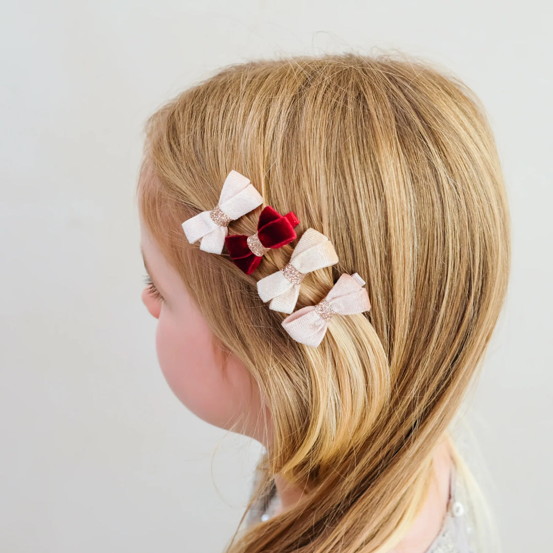 Mimi & Lula Glitter Velvet Bow Salon Hair Clips