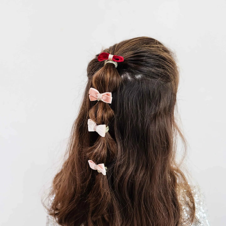 Mimi & Lula Glitter Velvet Bow Hair Ties