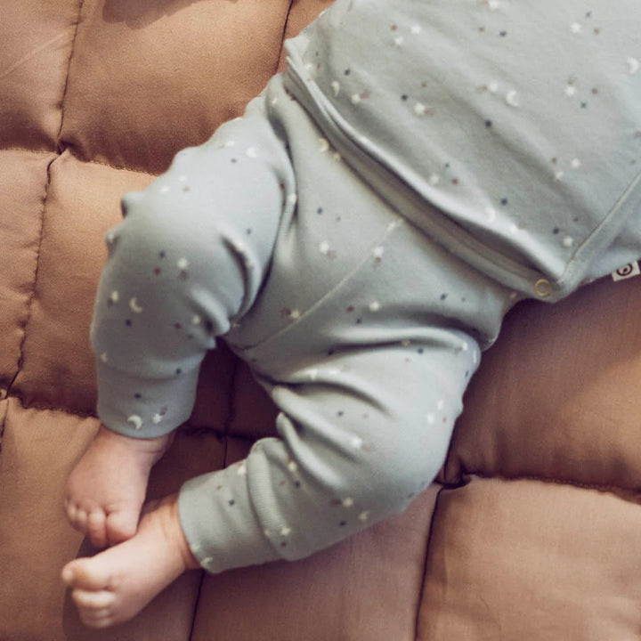 Mulsi By Green Cotton Stars Cardigan & Pants Set - Jasmin Blue/Walnut