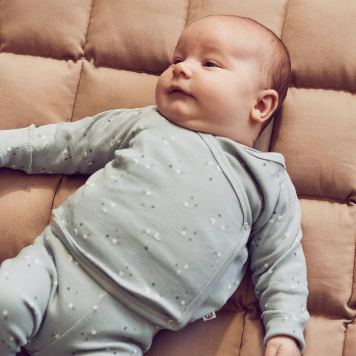 Mulsi By Green Cotton Stars Cardigan & Pants Set - Jasmin Blue/Walnut