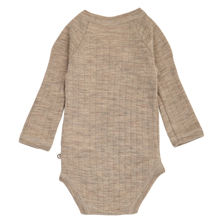 Musli By Green Cotton Woolly Rib Wrap Bodysuit - Balsam Melange