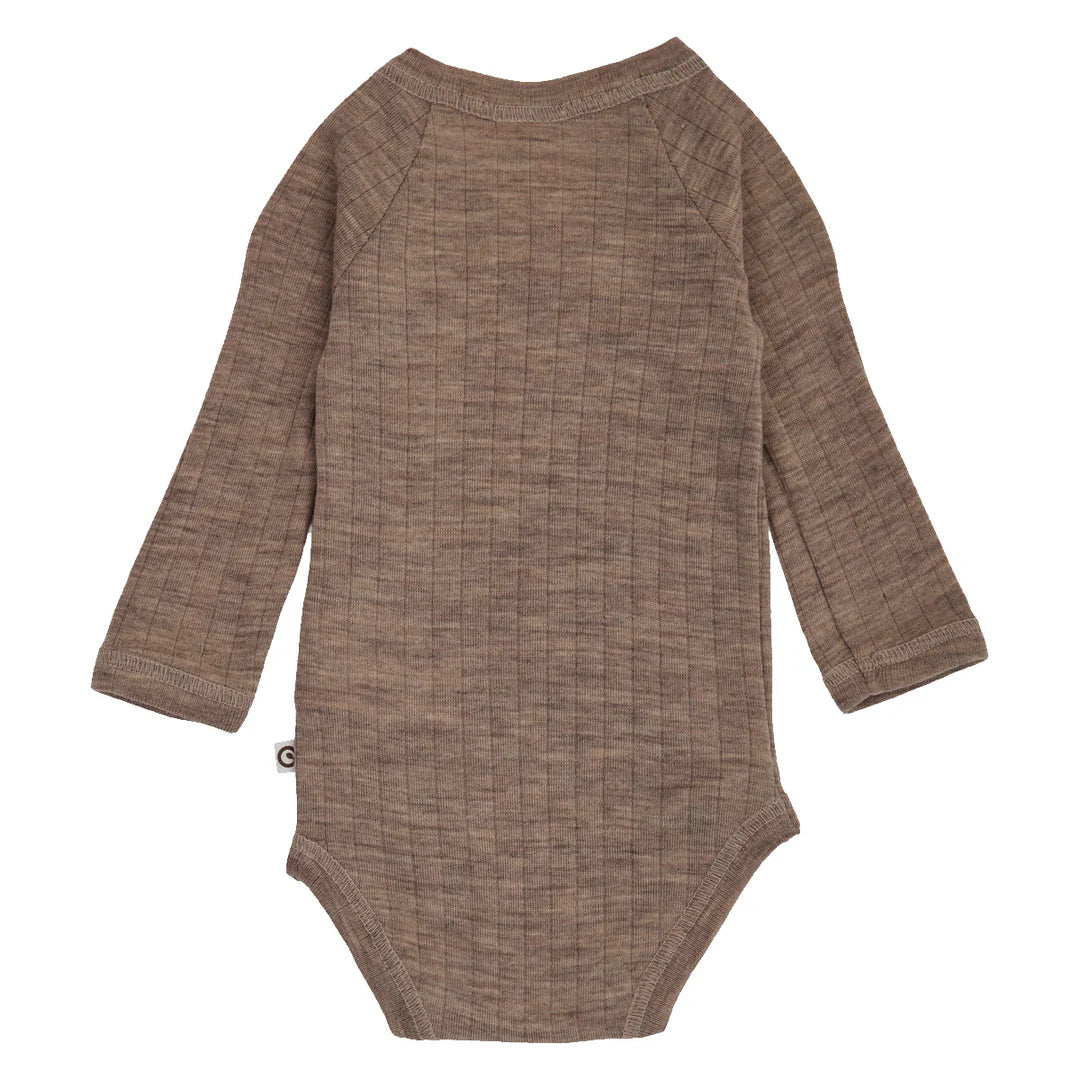 Musli By Green Cotton Woolly Rib Wrap Bodysuit - Walnut