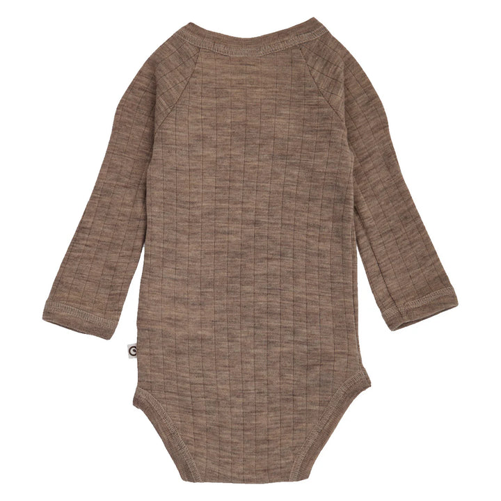 Musli By Green Cotton Woolly Rib Wrap Bodysuit - Walnut