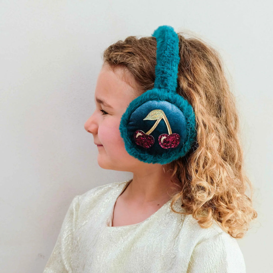 Mimi & Lula Teal Cherries Ear Muffs