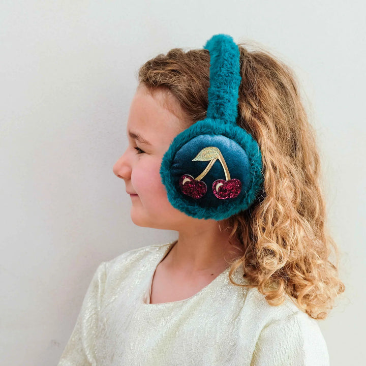 Mimi & Lula Teal Cherries Ear Muffs